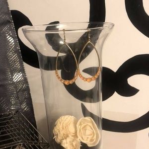 Gold and Peach Toned Hanging Earrings